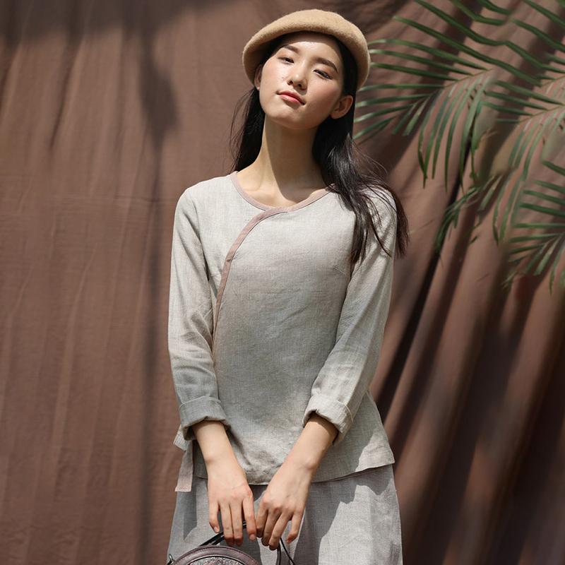 Plus Size Chinese Style Solid Color Two Piece Suit