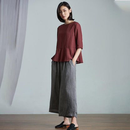 Plus Size Falling Wide Leg Straight Casual Pants