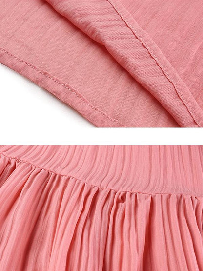 Plus Size Female Pleated Solid Color Midi Dress