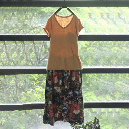 Plus Size Floral Printed Loose Sagging Pants