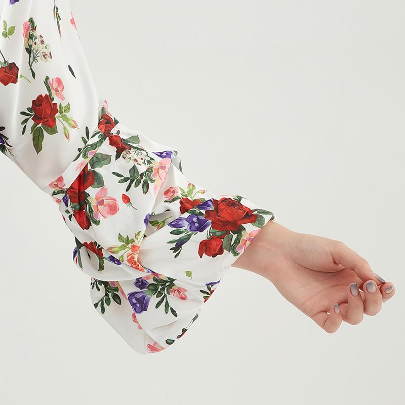 Plus Size Floral Printed Sexy Bathrobe Blouse