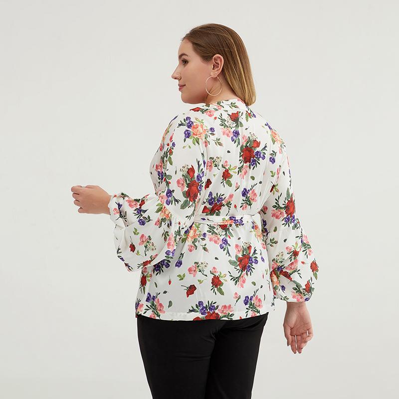 Plus Size Floral Printed Sexy Bathrobe Blouse