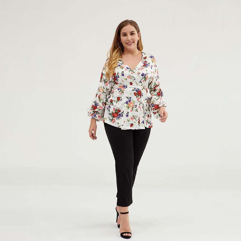 Plus Size Floral Printed Sexy Bathrobe Blouse