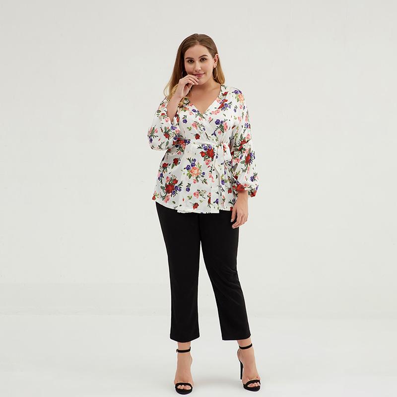 Plus Size Floral Printed Sexy Bathrobe Blouse