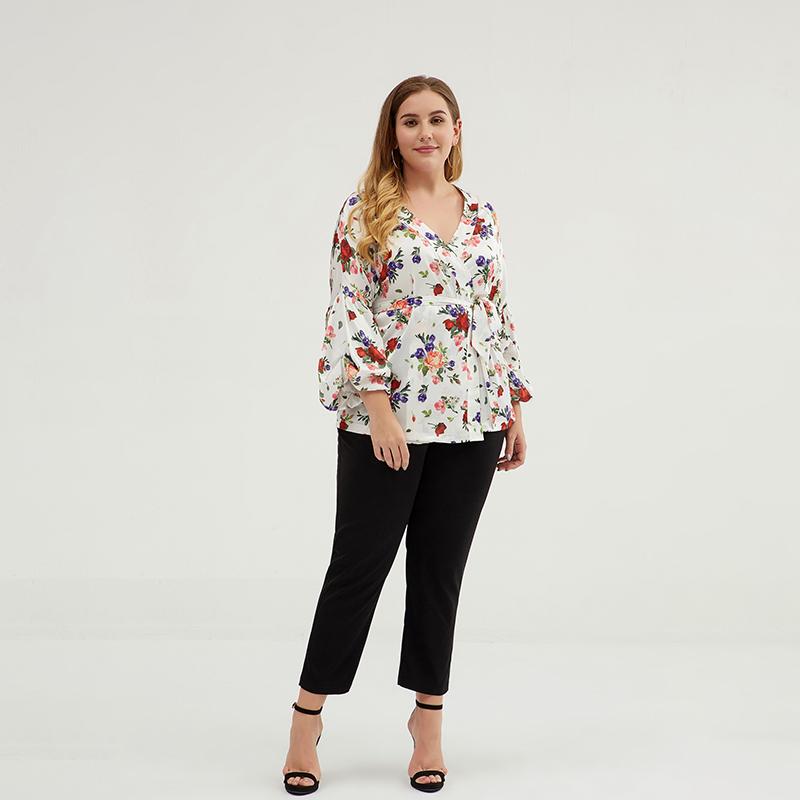Plus Size Floral Printed Sexy Bathrobe Blouse