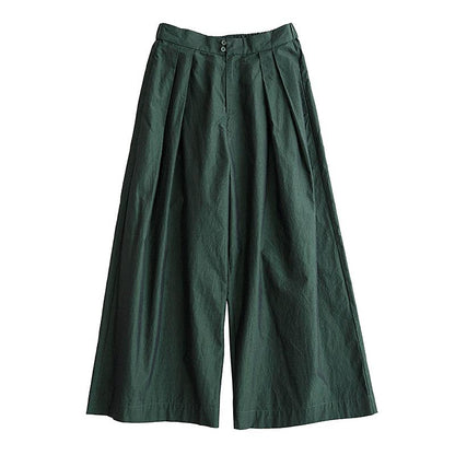 Plus Size Folded Pure Color Wide Leg Pants