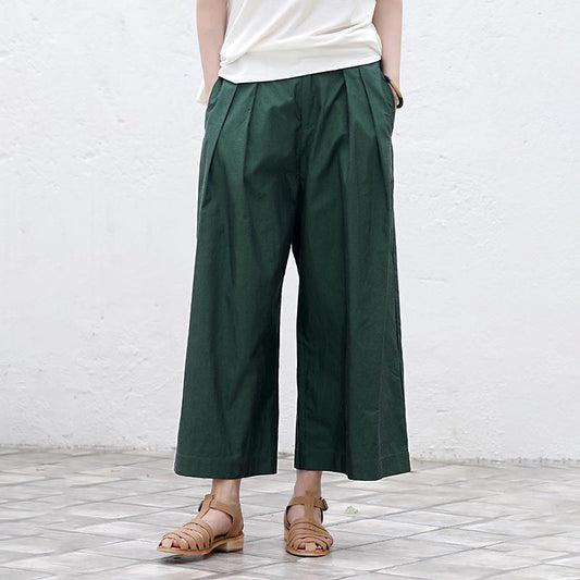 Plus Size Folded Pure Color Wide Leg Pants