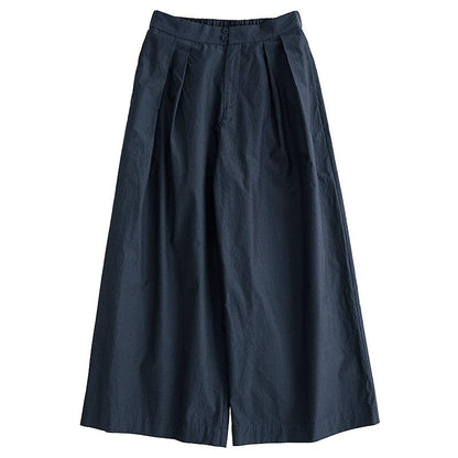 Plus Size Folded Pure Color Wide Leg Pants