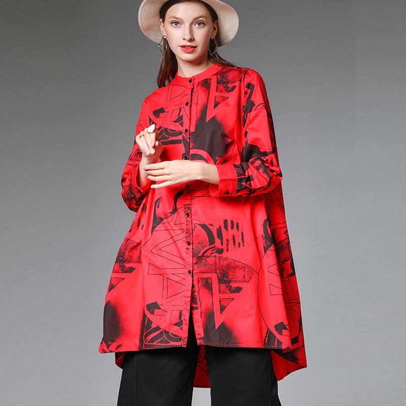 Plus Size Geometric Printed Irregular Fashion Shirt