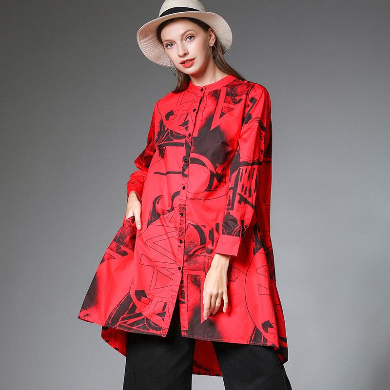 Plus Size Geometric Printed Irregular Fashion Shirt