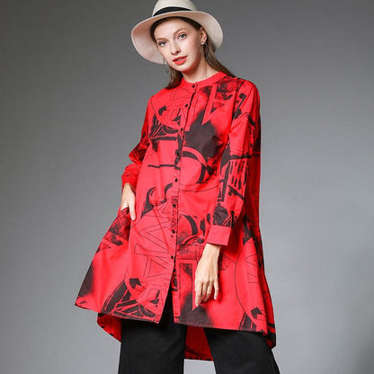 Plus Size Geometric Printed Irregular Fashion Shirt