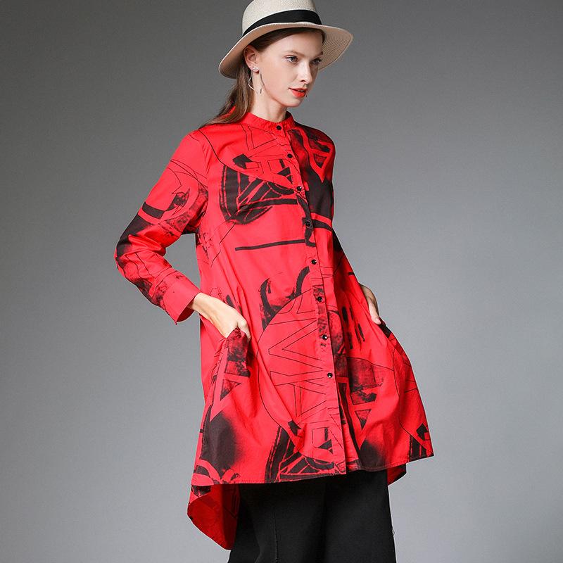 Plus Size Geometric Printed Irregular Fashion Shirt