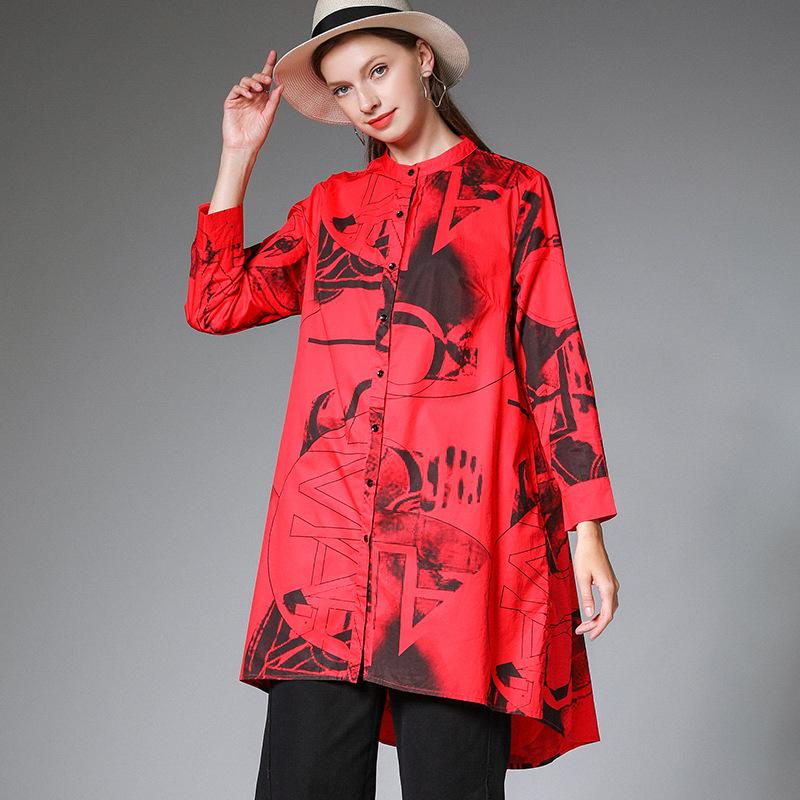 Plus Size Geometric Printed Irregular Fashion Shirt
