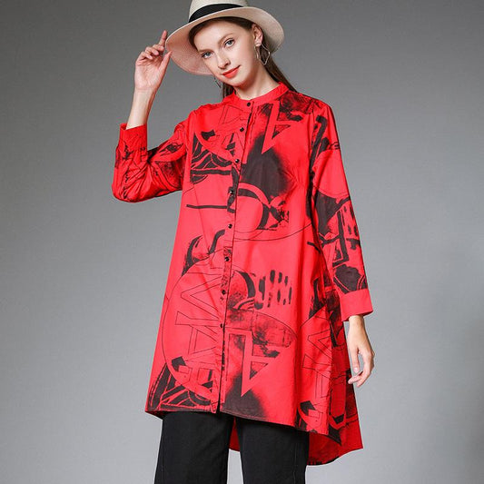 Plus Size Geometric Printed Irregular Fashion Shirt