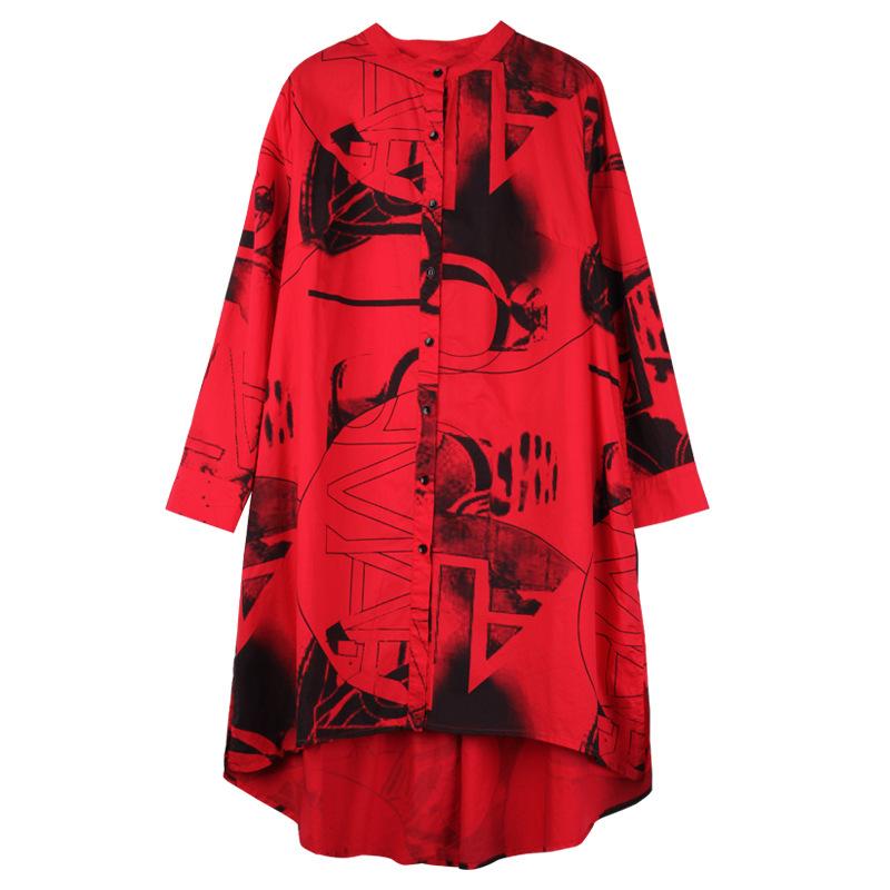 Plus Size Geometric Printed Irregular Fashion Shirt