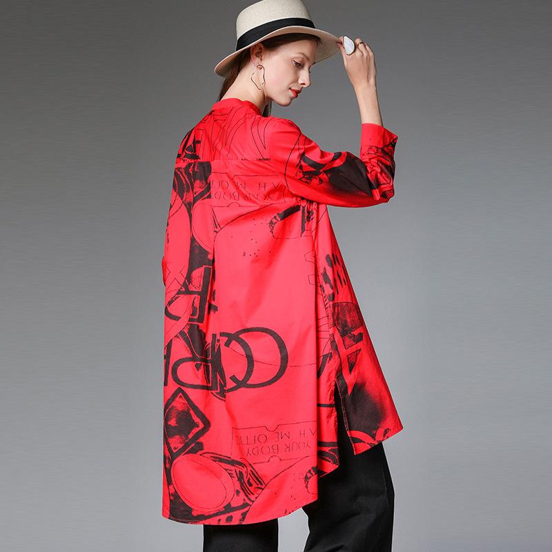 Plus Size Geometric Printed Irregular Fashion Shirt