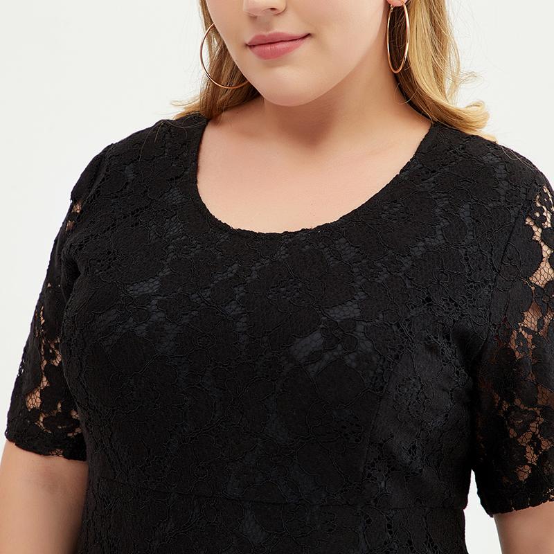 Plus Size Hollow Out Elegant Lace Long Dress