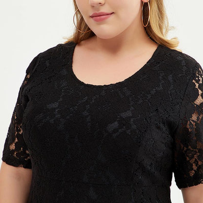 Plus Size Hollow Out Elegant Lace Long Dress