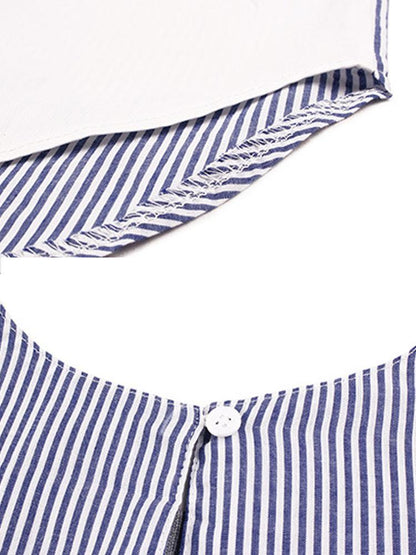 Plus Size Knitting Contrast Color Splicing Shirt