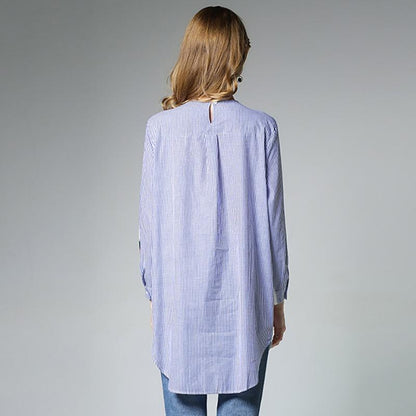 Plus Size Knitting Contrast Color Splicing Shirt