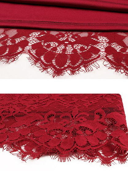 Plus Size Lace Solid Embroidery Plus Size Dress