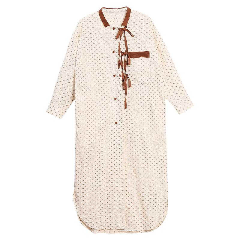 Plus Size Lacing Dot Double Breasted Shirt Dress