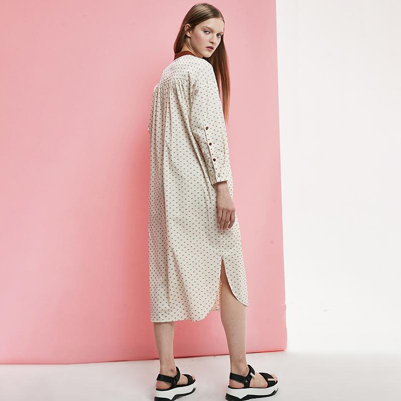 Plus Size Lacing Dot Double Breasted Shirt Dress