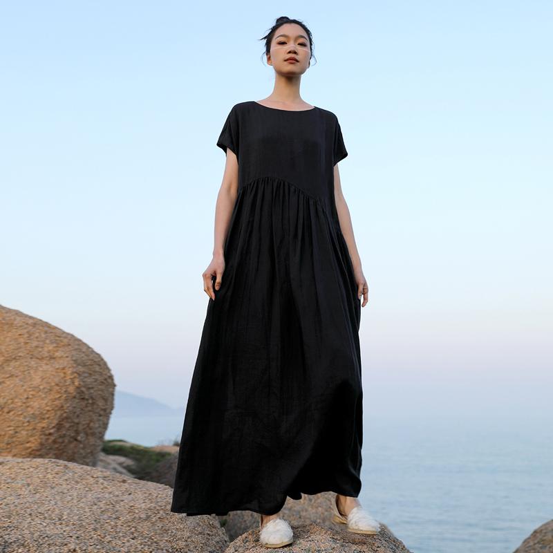 Plus Size Lacing Spliced Pure Color Gauzy Casual Dress