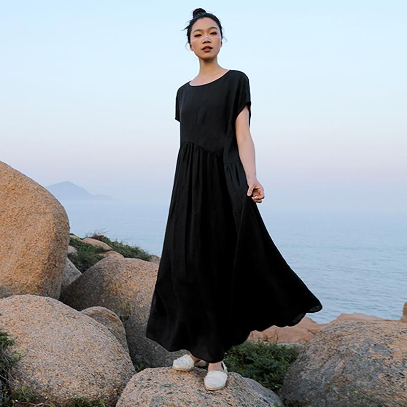 Plus Size Lacing Spliced Pure Color Gauzy Casual Dress