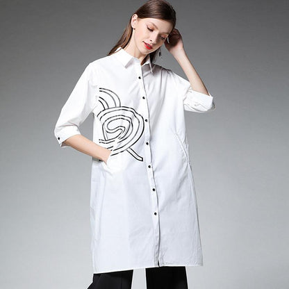Plus Size Personality Printing Long Shirt