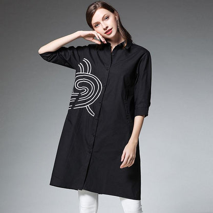 Plus Size Personality Printing Long Shirt
