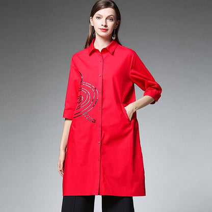 Plus Size Personality Printing Long Shirt