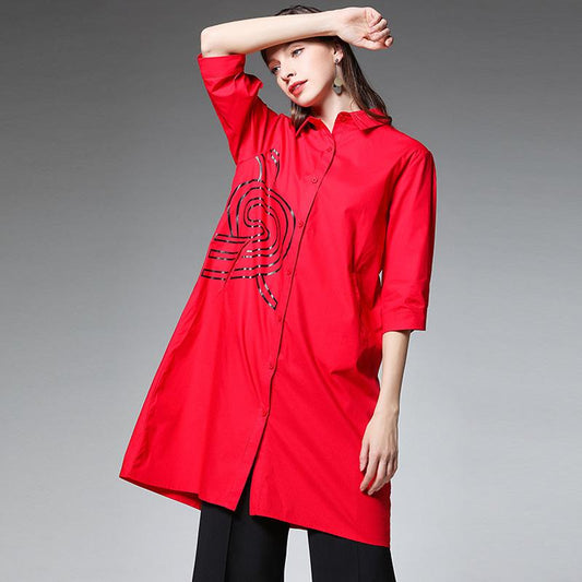 Plus Size Personality Printing Long Shirt