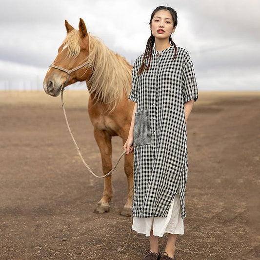 Plus Size Plaid Patchwork Casual Dress