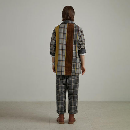 Plus Size Plaid Wool Polyester Women Cardigan Coat