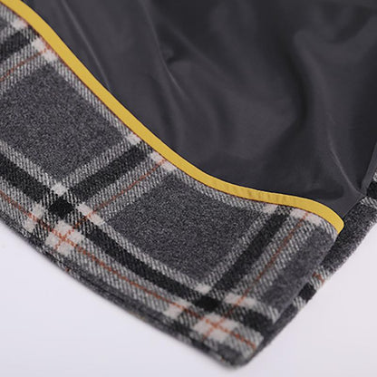 Plus Size Plaid Wool Polyester Women Cardigan Coat