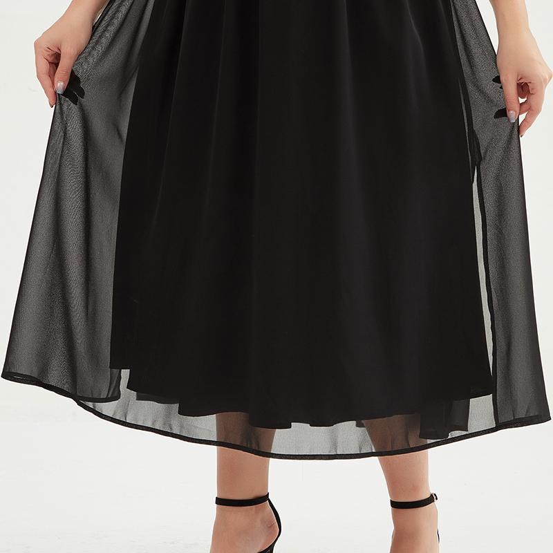 Plus Size Pure Color Chiffon Pleated Dress