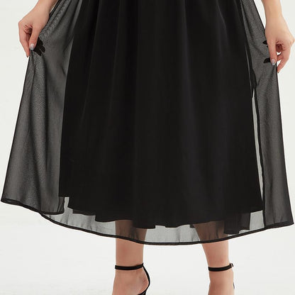 Plus Size Pure Color Chiffon Pleated Dress