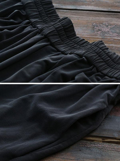 Plus Size Pure Color High Waist Straight Casual Pants
