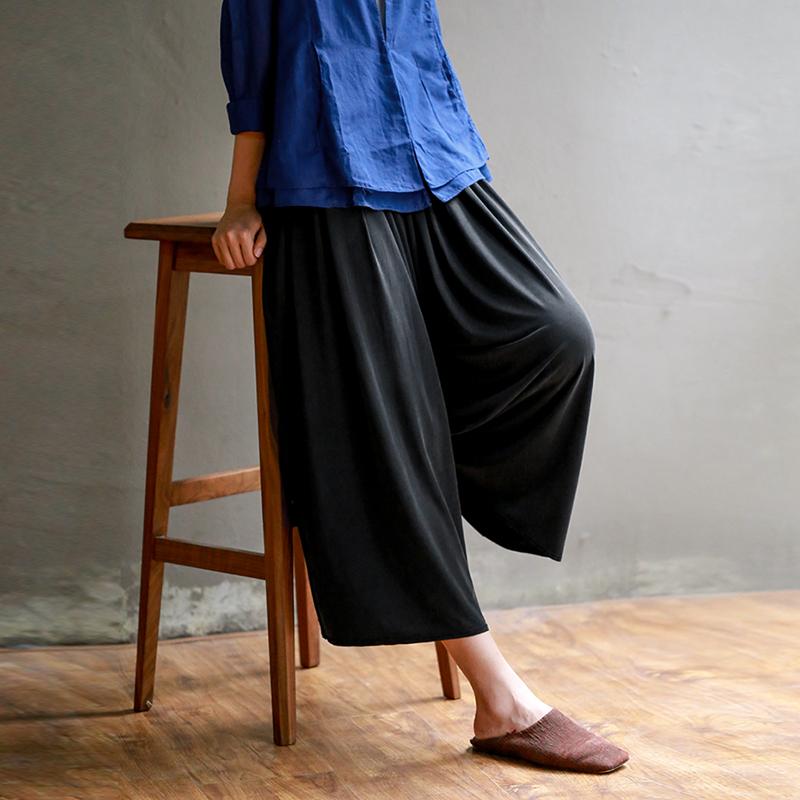 Plus Size Pure Color High Waist Straight Casual Pants