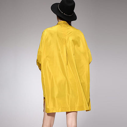 Plus Size Pure Color Split Trench Coat