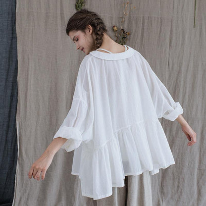 Plus Size Ruffled Hem Sunscreen Casual Shirt