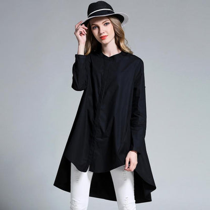 Plus Size Solid Color High Low Hem Shirt