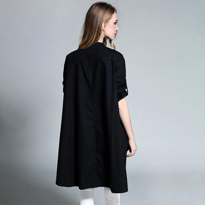 Plus Size Solid Color High Low Hem Shirt