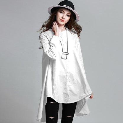 Plus Size Solid Color High Low Hem Shirt