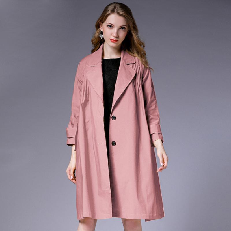 Plus Size Solid Color Lapel Collar Female Coat