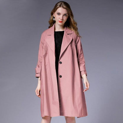 Plus Size Solid Color Lapel Collar Female Coat