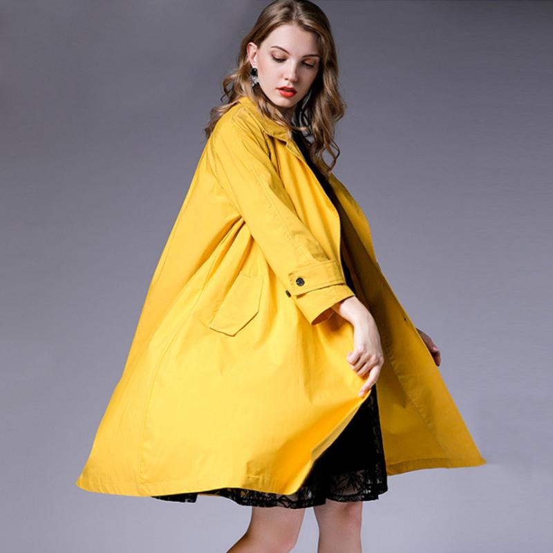 Plus Size Solid Color Lapel Collar Female Coat