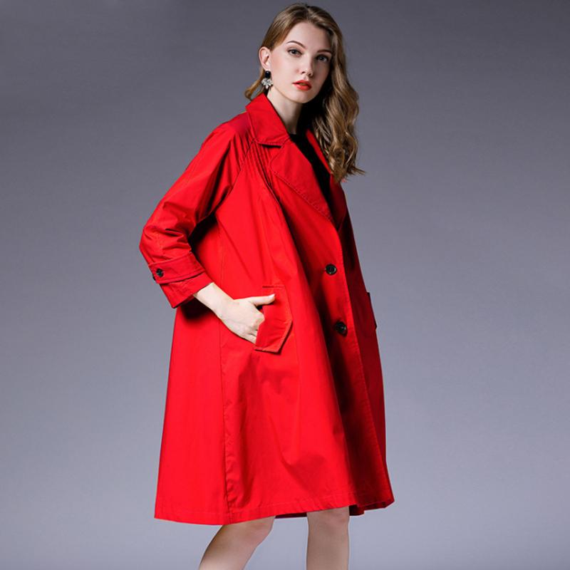Plus Size Solid Color Lapel Collar Female Coat