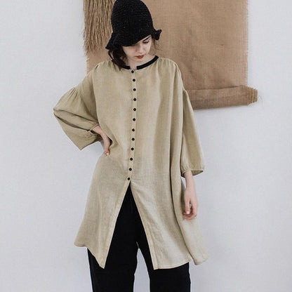 Plus Size Solid Color Pleated Sunscreen Long Shirt